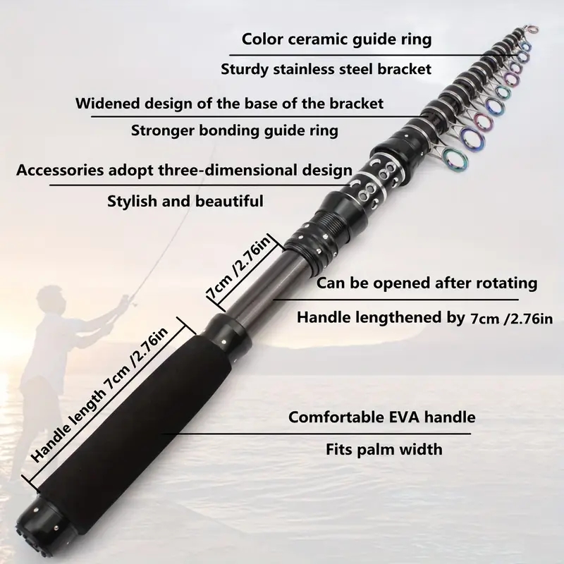 قصبة صيد تلسكوبية محمولة من ال - مراجعة Fishing Rod Surf وسعره