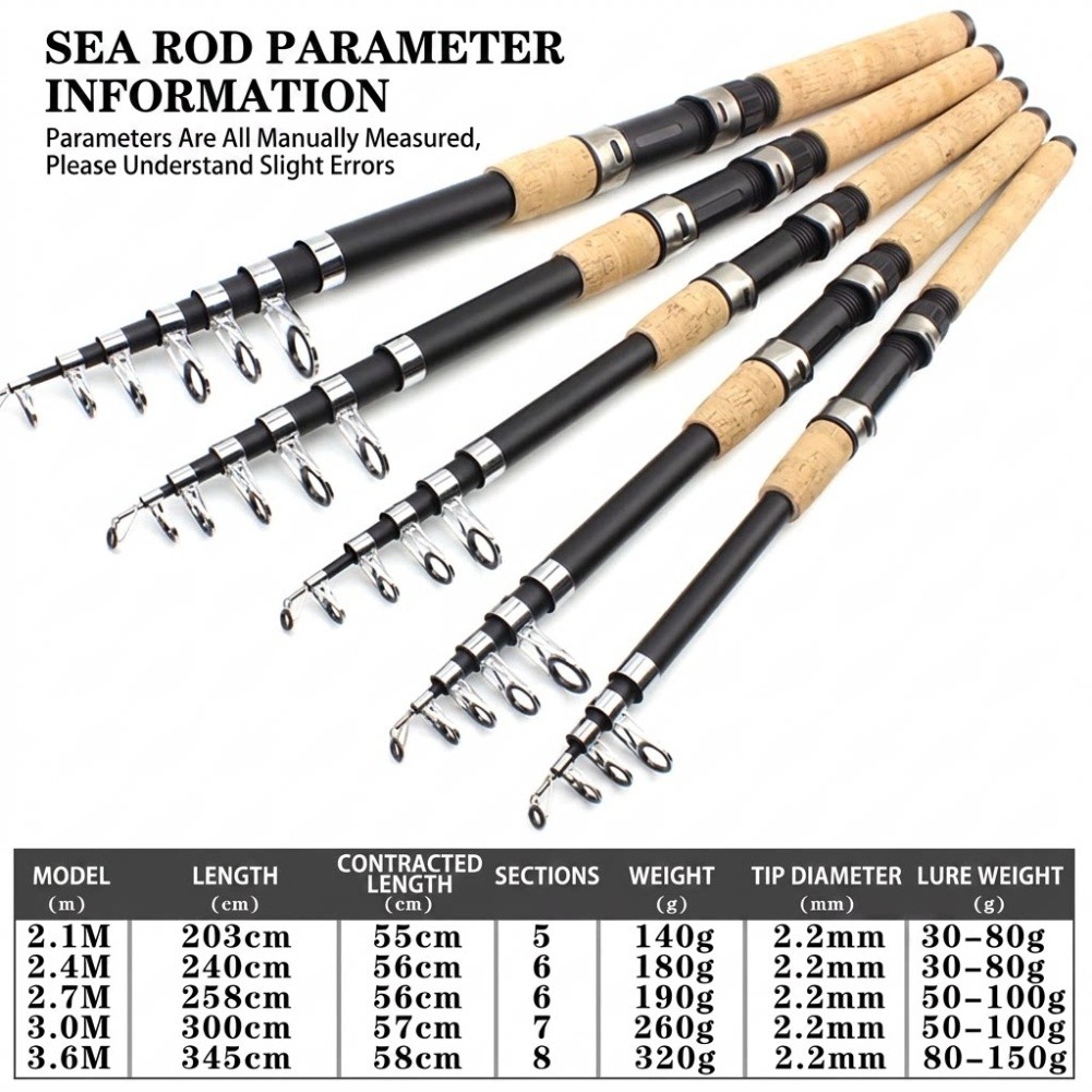 عصا صيد تلسكوبية من الألياف ال - مراجعة Fishing Rod Boat وسعره